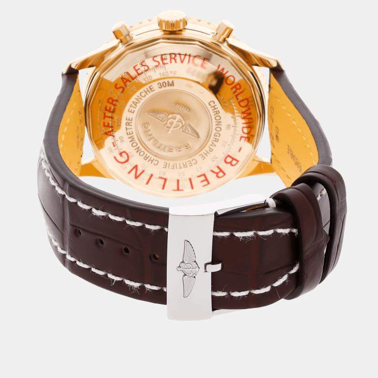 Pre Owned Breitling Navitimer B13019 Automatic Black 18k Yellow Gold Men’s Wristwatch 41mm