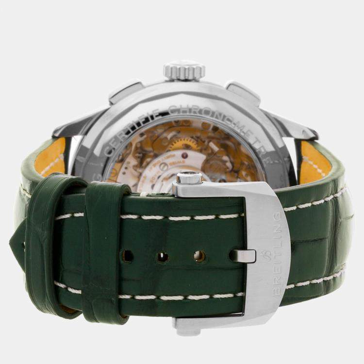 Pre Owned Breitling Green Stainless Steel Premier Automatic Men's Wristwatch 42 mm