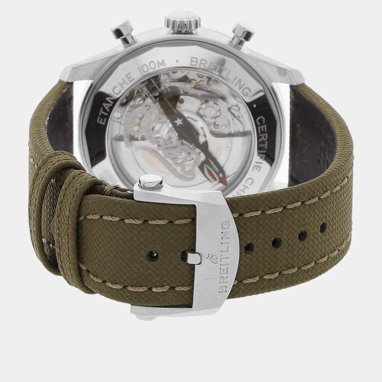 Pre Owned Breitling Aviator FM15069 Automatic Green Stainless Steel Men’s Wristwatch 43mm