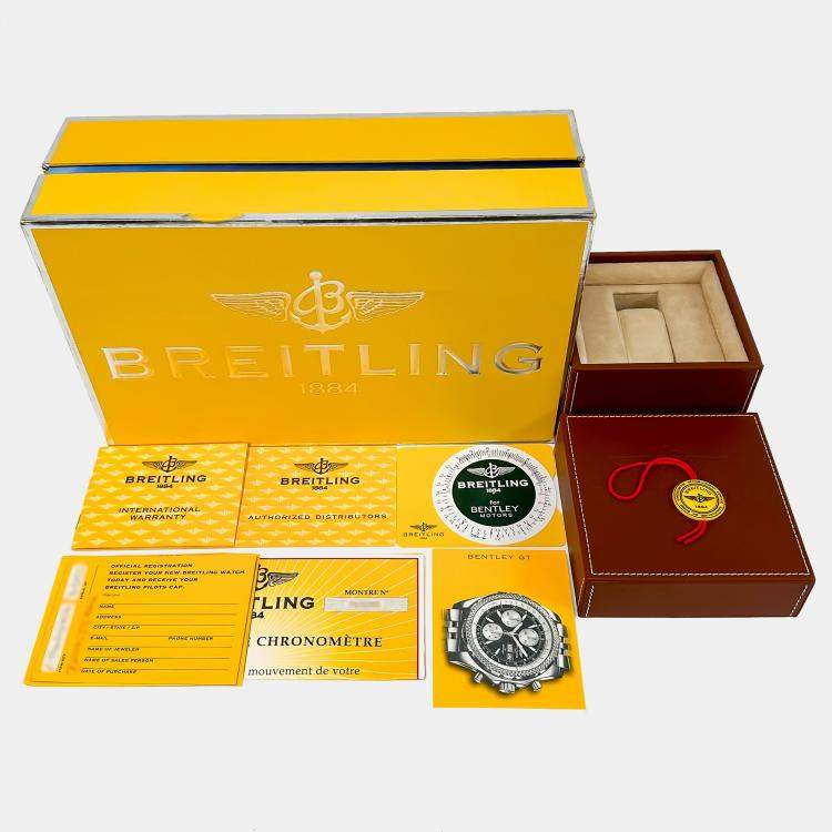 Pre Owned Breitling Bentley K13362 Automatic White 18k Yellow Gold Men’s Wristwatch 46mm