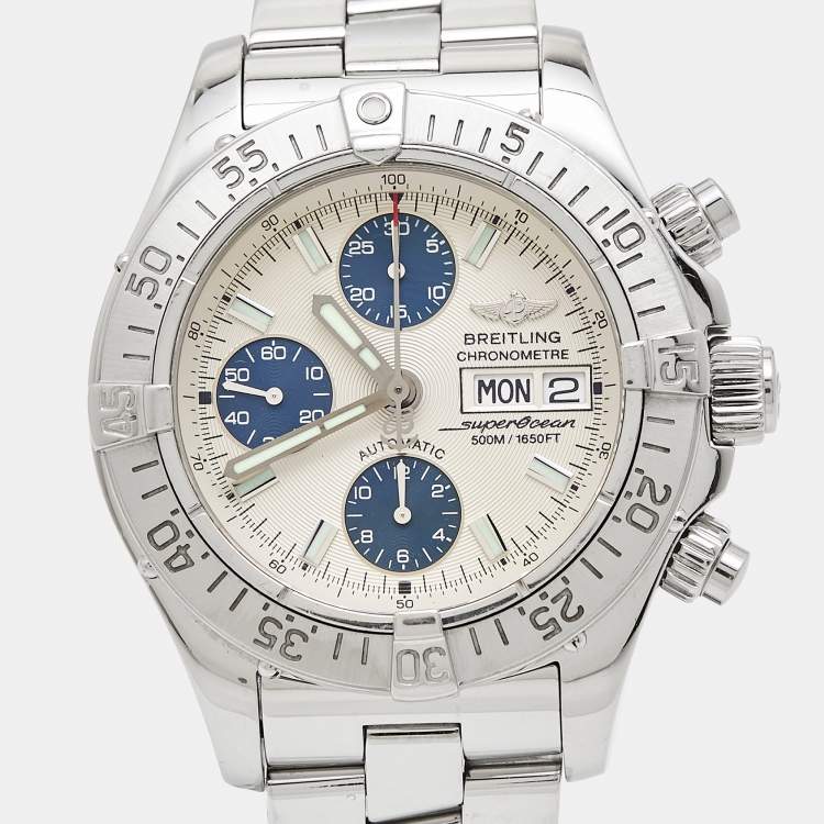 Pre Owned Breitling Silver Stainless Steel SuperOcean A13340 Men's Wristwatch 42 mm