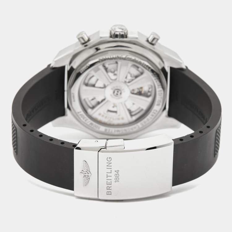 Pre Owned Breitling for Bentley Silver Stainless Steel Rubber Barnato Racing A25366 Men's Wristwatch 49 mm