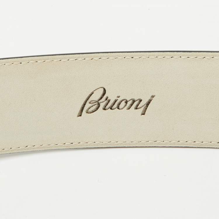 Pre Owned Brioni Navy Blue Leather Buckle Belt 110CM