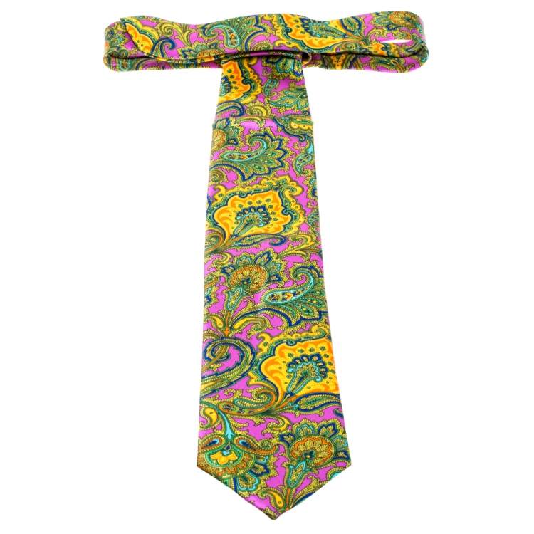Pre Owned Brioni Multicolor Paisley Printed Silk Tie