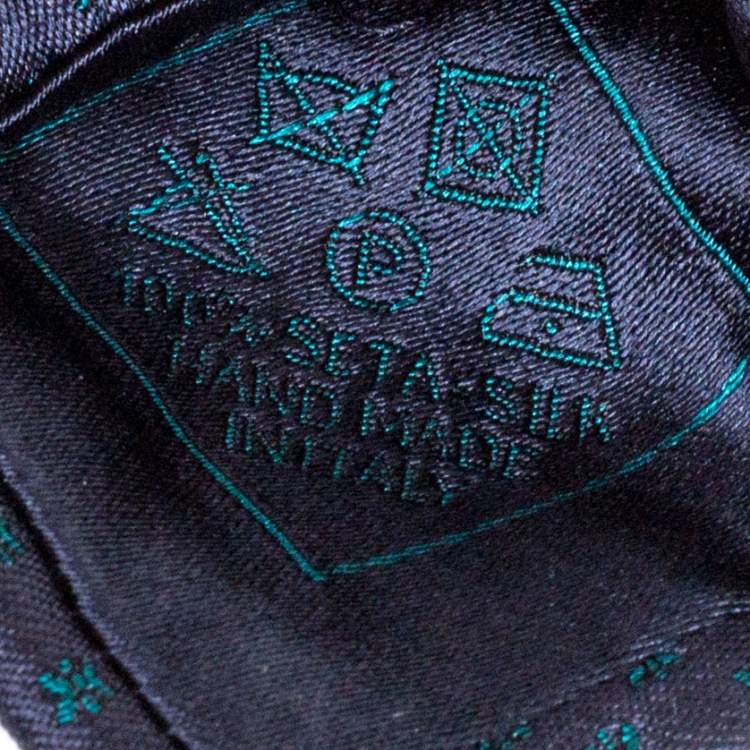 Pre Owned Brioni Blue & Green Jacquard Motif Silk Tie