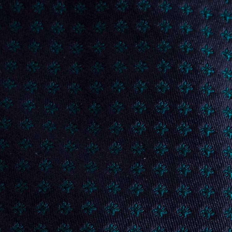 Pre Owned Brioni Blue & Green Jacquard Motif Silk Tie