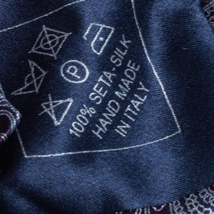 Pre Owned Brioni Blue Paisley Print Silk Tie and Pocket Square Set