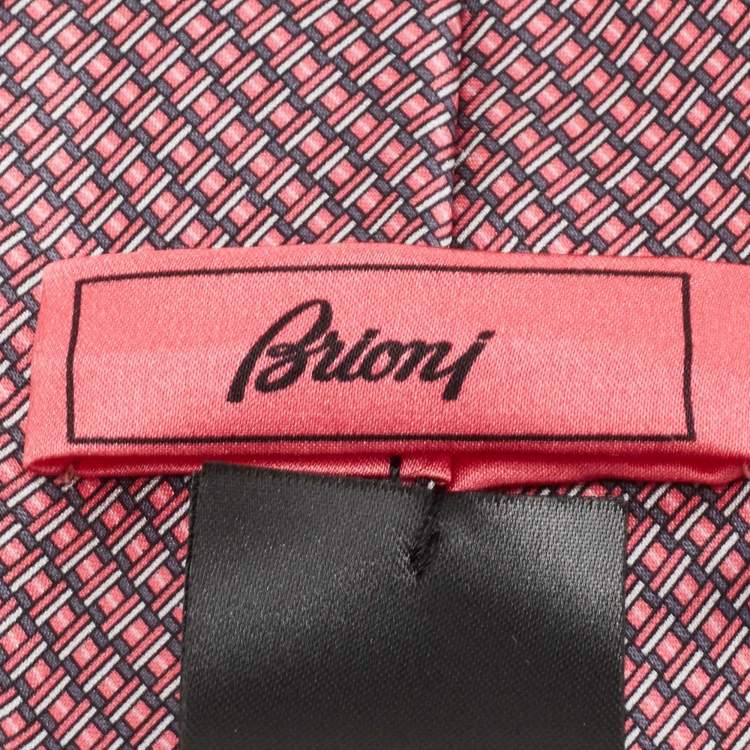Pre Owned Brioni Pink Printed Silk Classic Tie