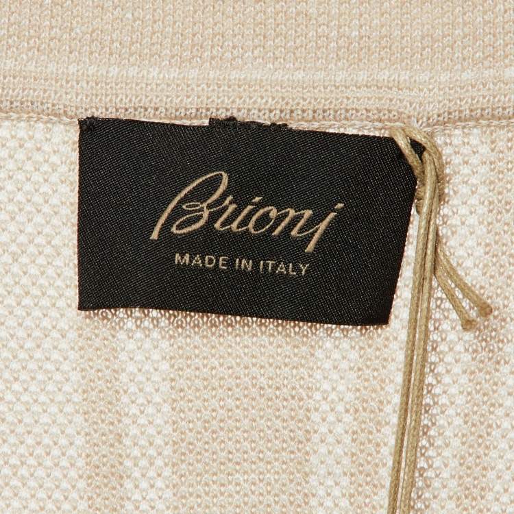 مملوكة مسبقًا Brioni Beige Melange Knit Polo T-Shirt L