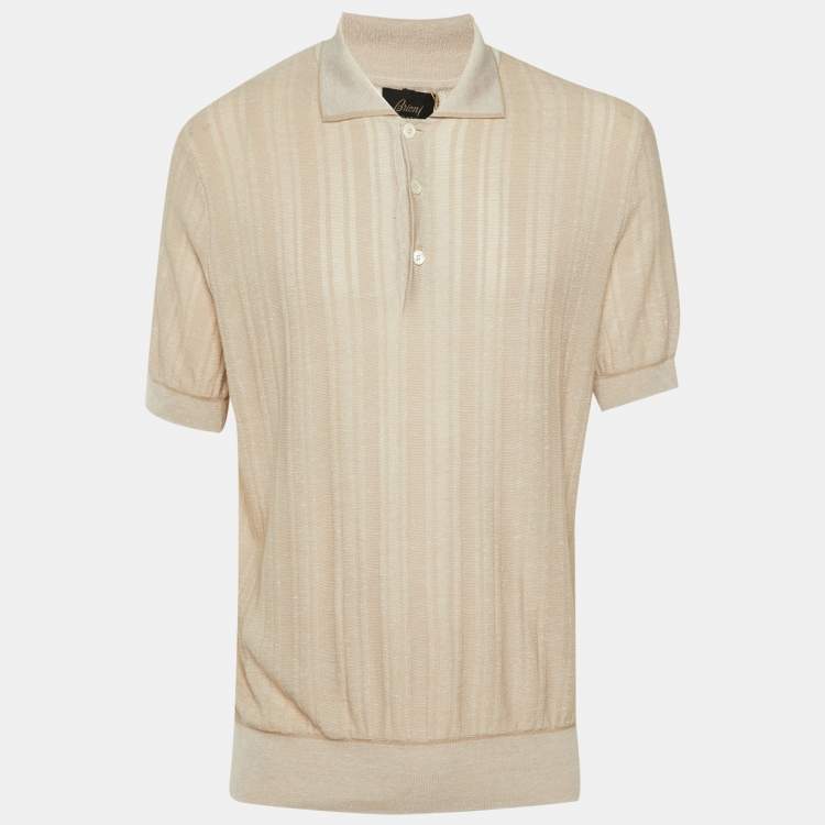 مملوكة مسبقًا Brioni Beige Melange Knit Polo T-Shirt L