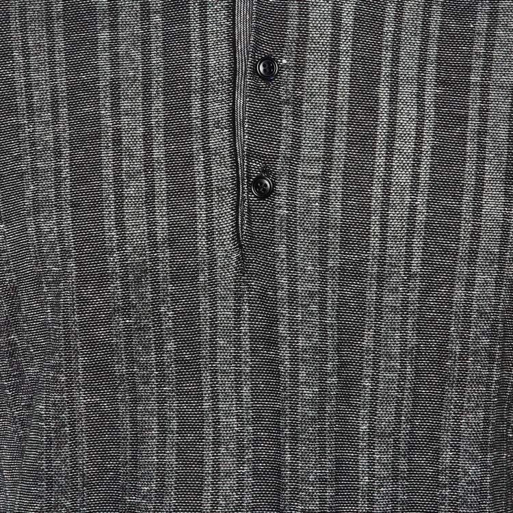 Pre Owned Brioni Monochrome Striped Cotton & Linen Knit Polo T-Shirt XL
