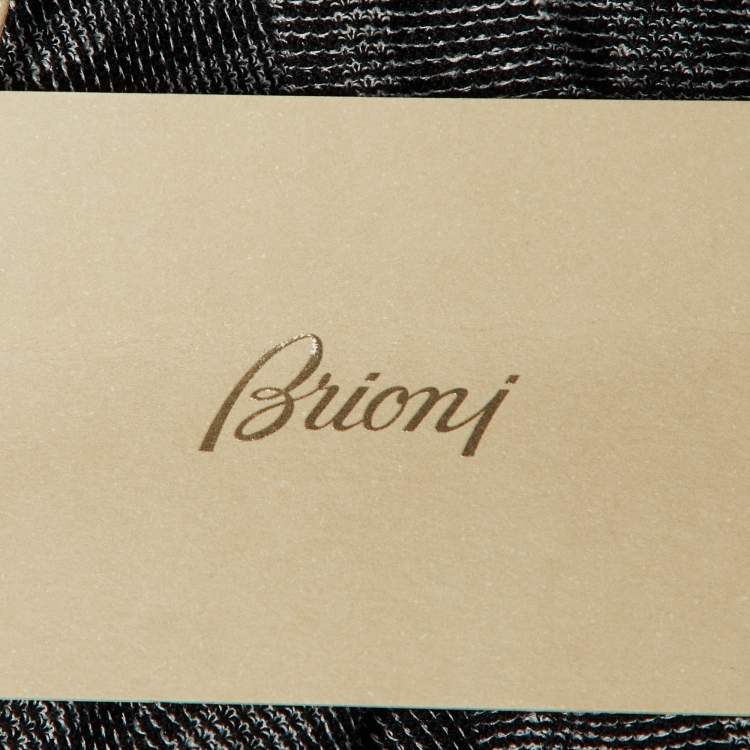Pre Owned Brioni Monochrome Striped Cotton & Linen Knit Polo T-Shirt XL
