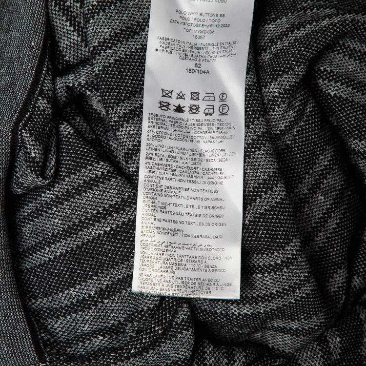 Pre Owned Brioni Monochrome Striped Cotton & Linen Knit Polo T-Shirt XL