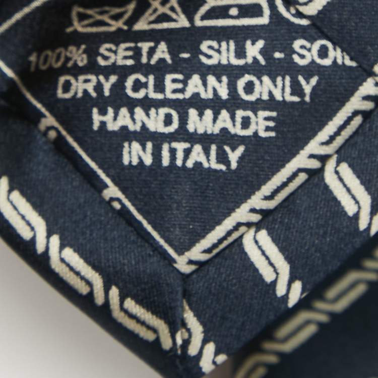 Pre Owned Brioni Navy Blue Striped Silk Traditional Tie