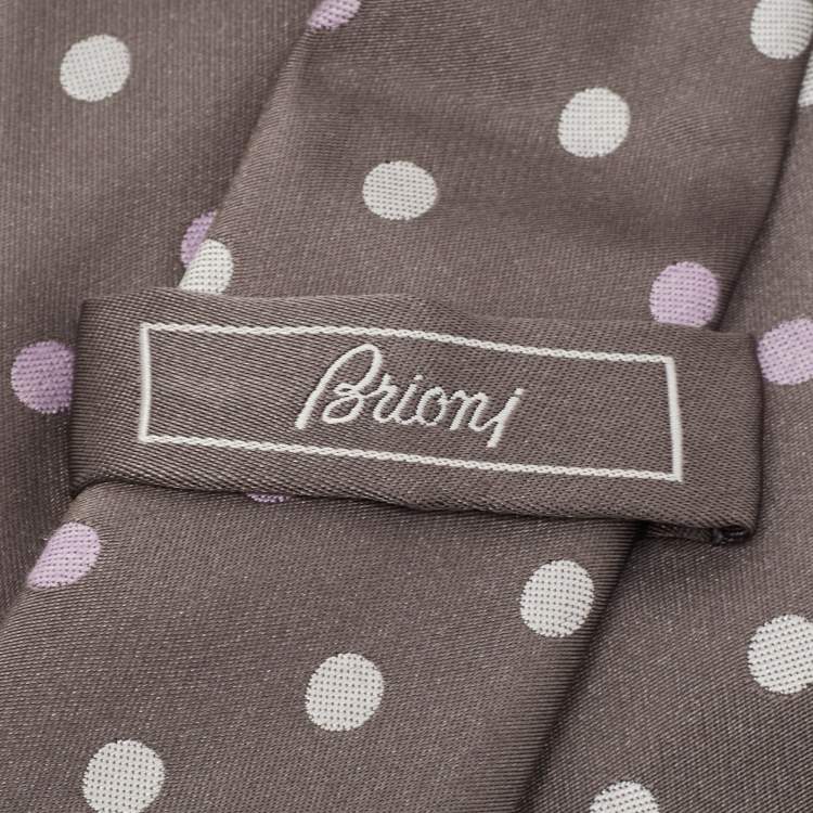 Pre Owned Brioni Grey Polka Dot Jacquard Silk Tie