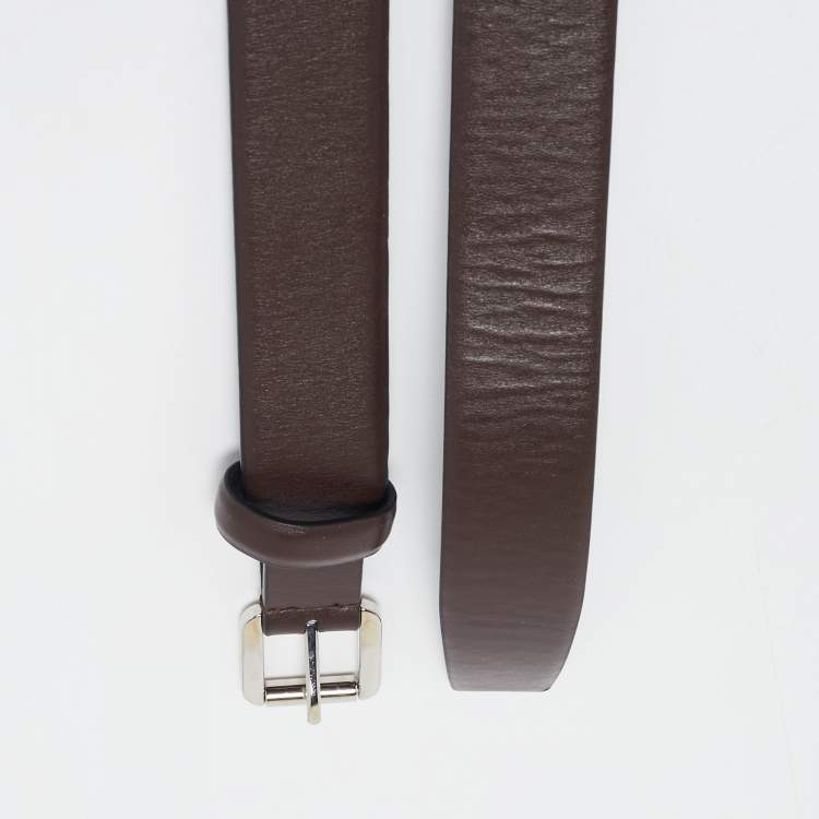 Pre Owned Brioni Dark Brown Leather Buckle Belt 105CM