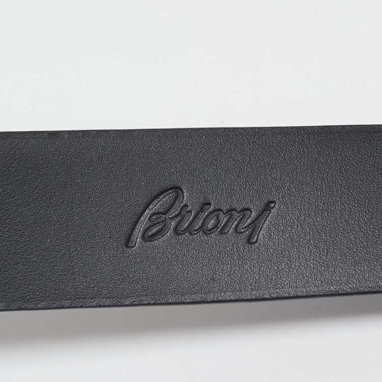 Pre Owned Brioni Dark Brown Leather Buckle Belt 105CM