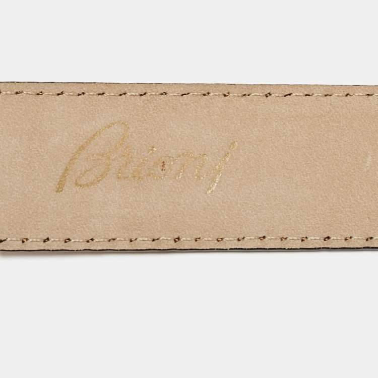 Pre Owned Brioni Tan Crocodile Logo Buckle Belt 100CM