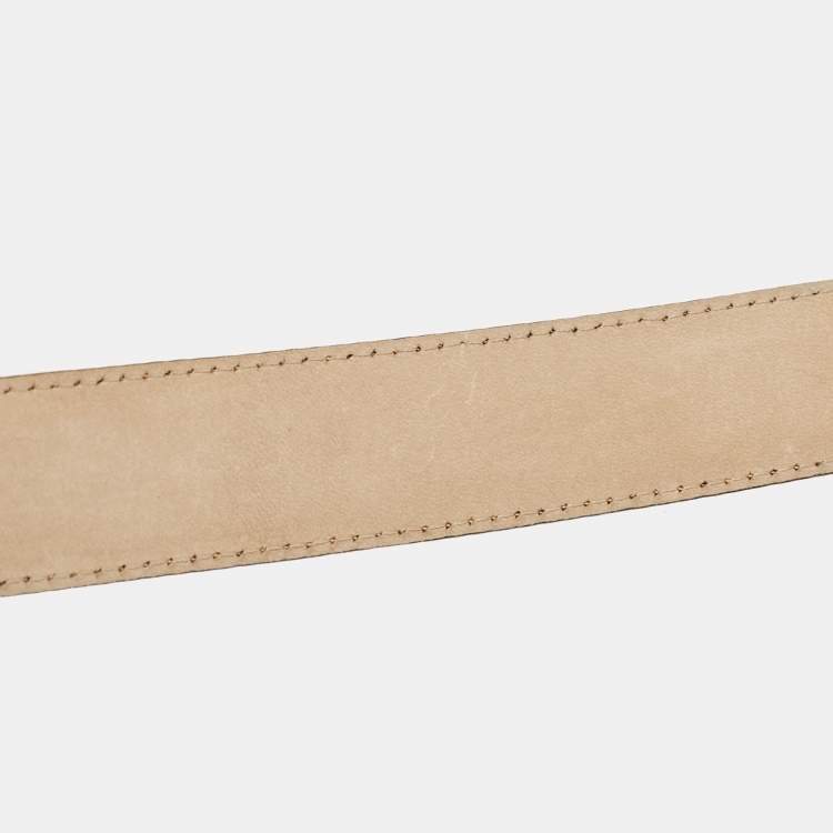 Pre Owned Brioni Tan Crocodile Logo Buckle Belt 100CM