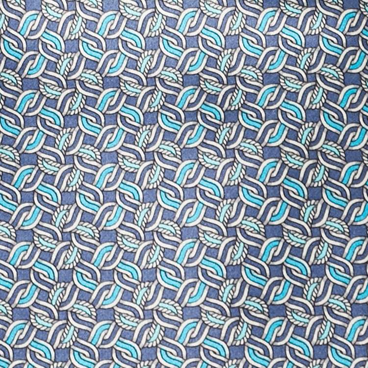 Pre Owned Brioni Blue Printed Satin Tie 
