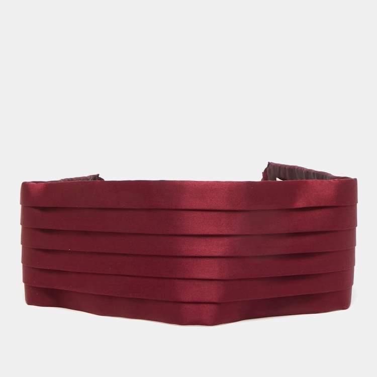 Pre Owned Brioni Burgundy Silk Cummerbund and Bow Tie Set XXL