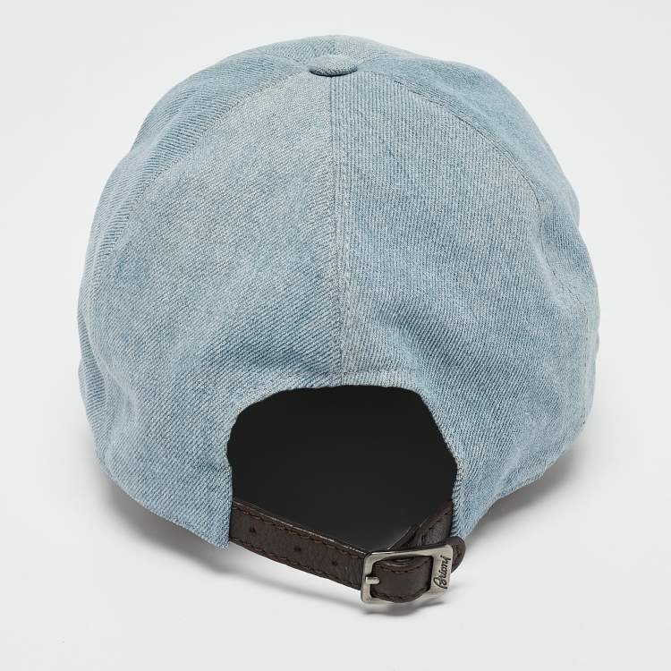 مملوكة مسبقًا Brioni Blue Logo Embroidered Denim Baseball Cap Size 58