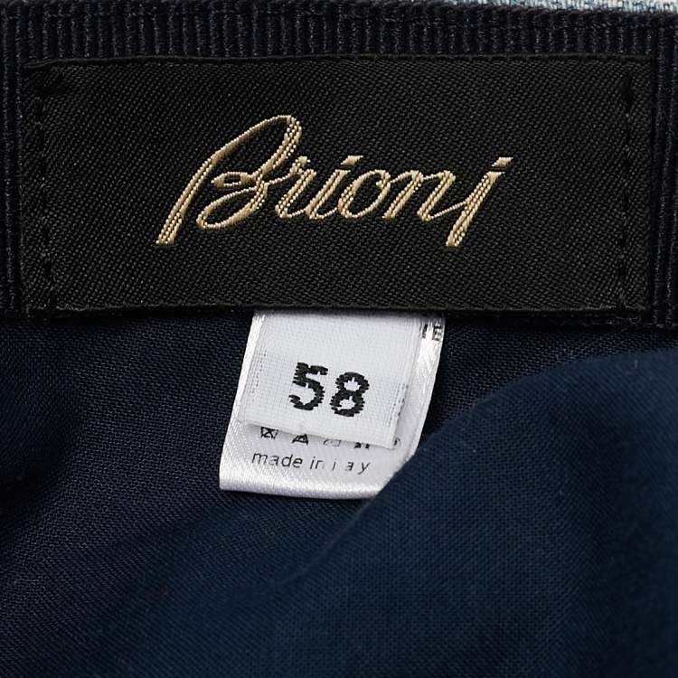 مملوكة مسبقًا Brioni Blue Logo Embroidered Denim Baseball Cap Size 58