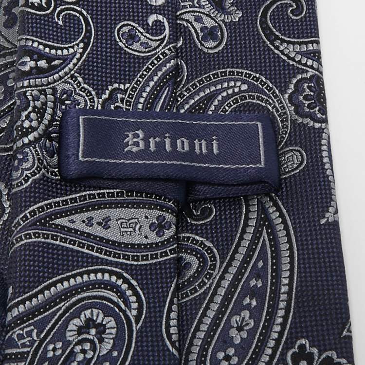 Pre Owned Brioni Blue Paisley Silk Traditional Tie