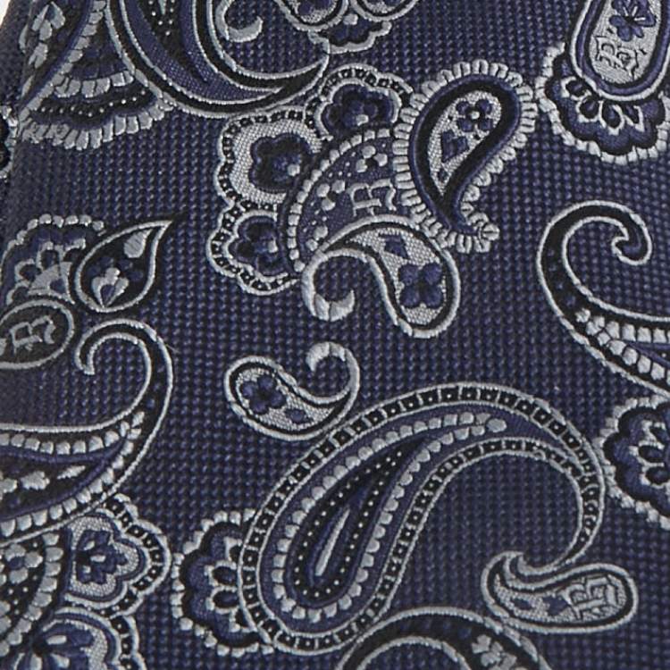 Pre Owned Brioni Blue Paisley Silk Traditional Tie
