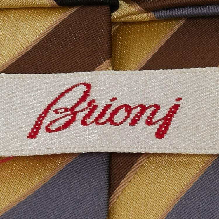 Pre Owned Brioni Multicolor Diagonal Striped Silk Traditional Tie