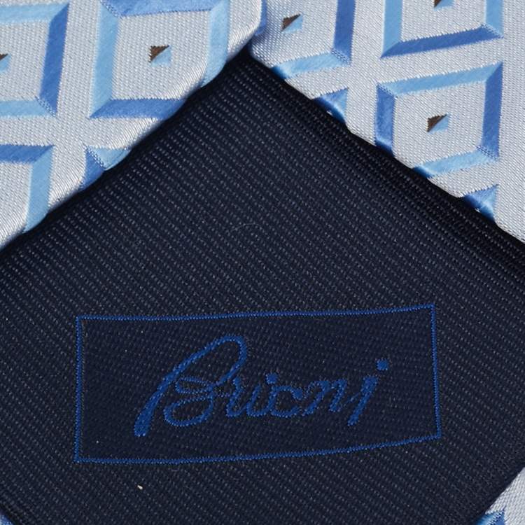 Pre Owned Brioni Blue Patterned Silk Tie 