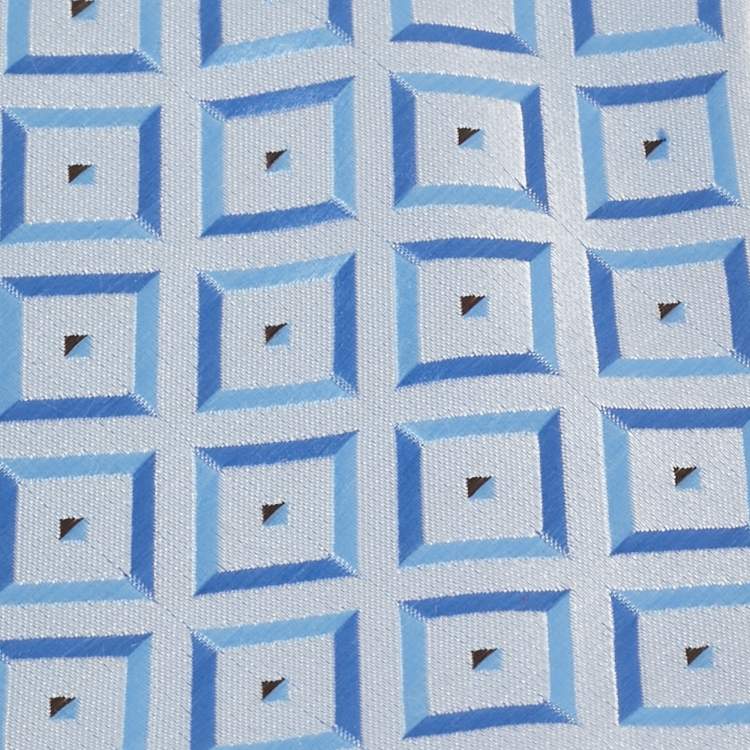 Pre Owned Brioni Blue Patterned Silk Tie 