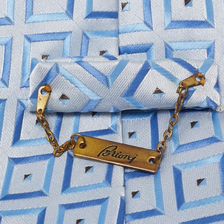 Pre Owned Brioni Blue Patterned Silk Tie 
