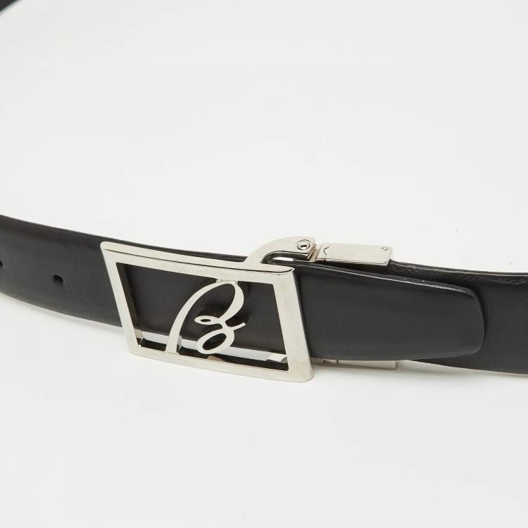 مملوكة مسبقًا Brioni Black Leather Cut to Size Reversible Buckle Belt
