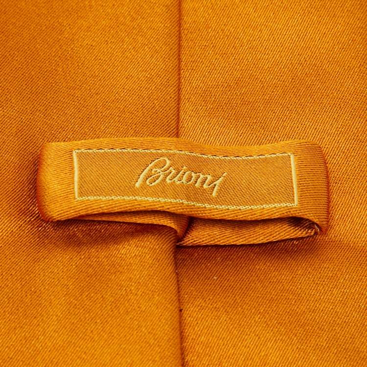 Pre Owned Brioni Golden Brown Satin Traditional Tie 