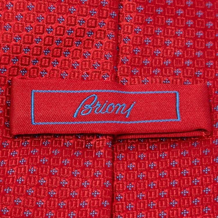 Pre Owned Brioni Red Patterned Silk Classic Tie 