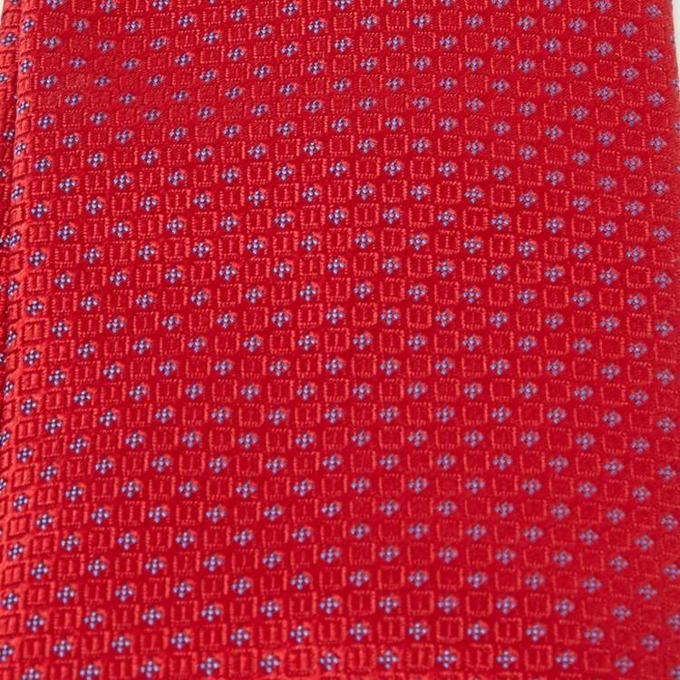 Pre Owned Brioni Red Patterned Silk Classic Tie 