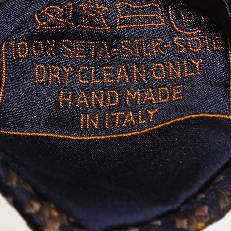 Pre Owned Brioni Brown/Blue Patterned Embroidered Silk Tie