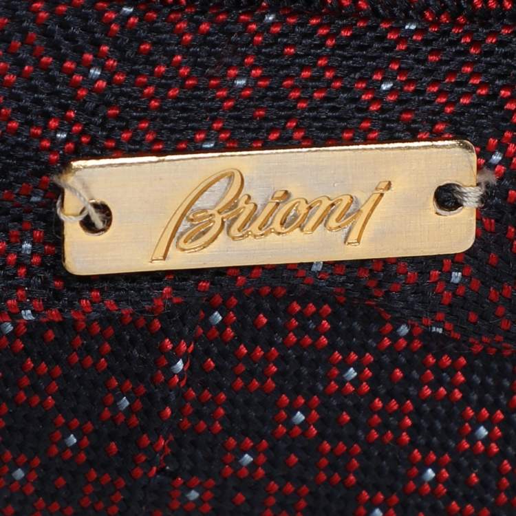 Pre Owned Brioni Red/Navy Micro Diamond Motif Silk Tie