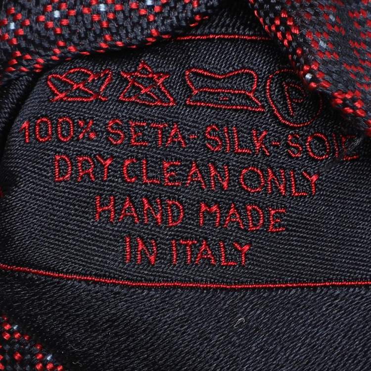 Pre Owned Brioni Red/Navy Micro Diamond Motif Silk Tie