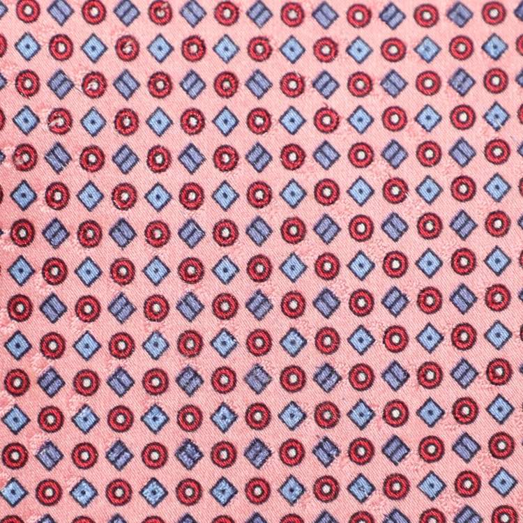 Pre Owned Brioni Pink Pattern Print Silk Tie
