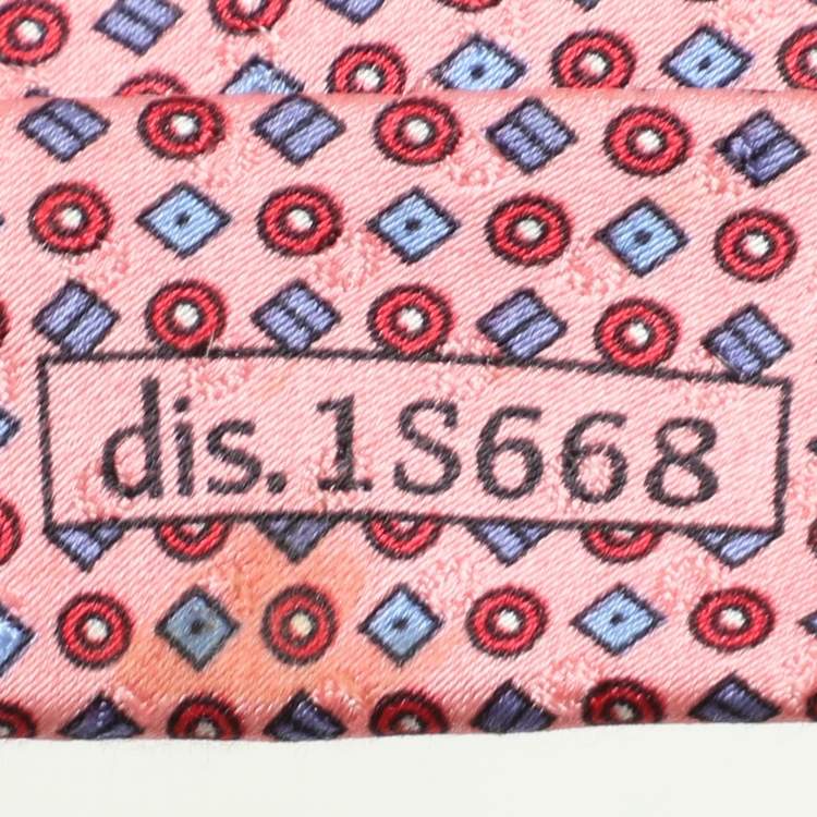 Pre Owned Brioni Pink Pattern Print Silk Tie
