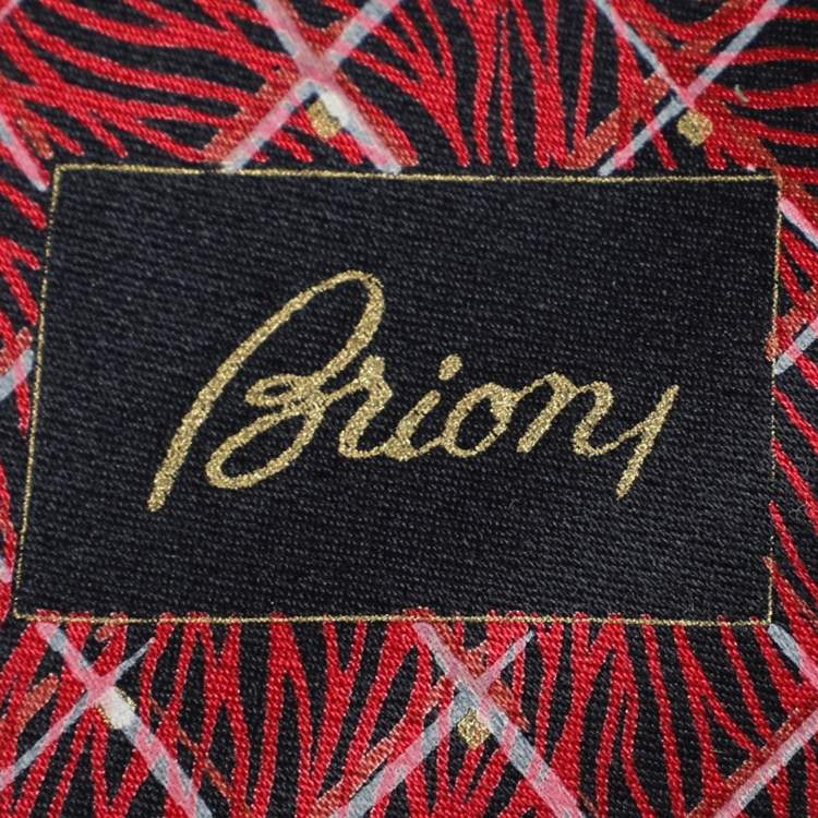 Pre Owned Brioni Red Diamond Pattern Silk Tie