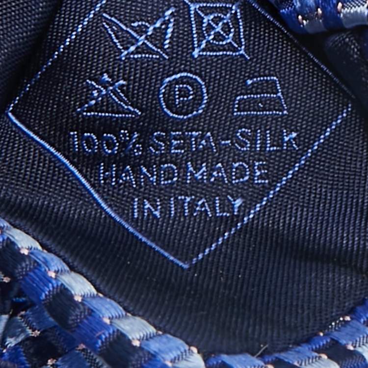 Pre Owned Brioni Blue Patterned Silk Traditional Tie 