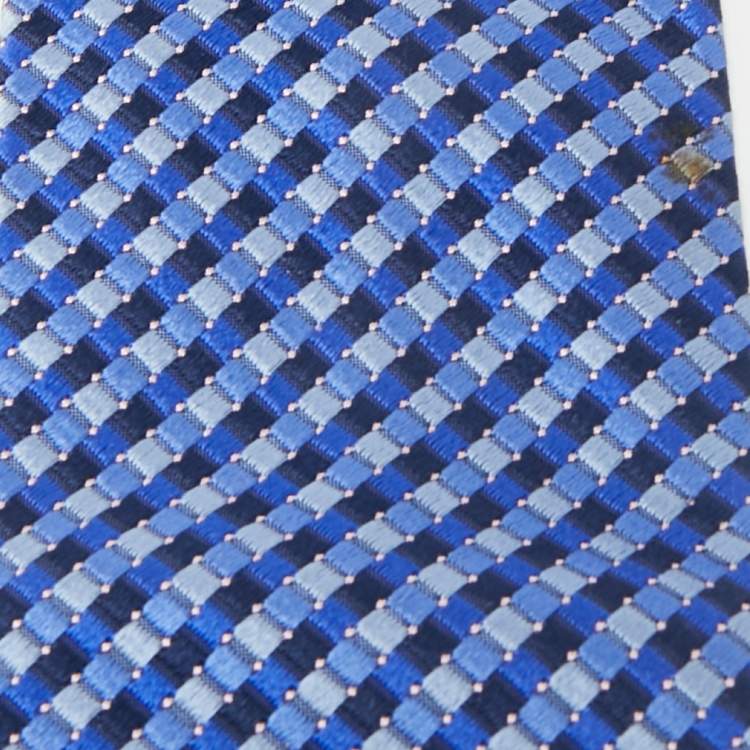Pre Owned Brioni Blue Patterned Silk Traditional Tie 
