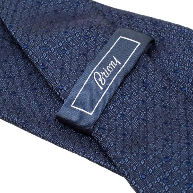 Pre Owned Brioni Blue Dotted Silk Jacquard Tie