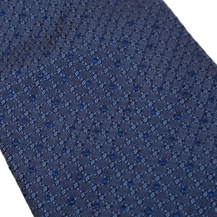 Pre Owned Brioni Blue Dotted Silk Jacquard Tie