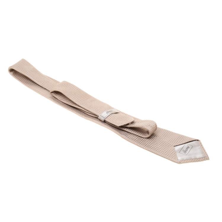Pre Owned Brioni Beige Textured Silk Jacquard Tie