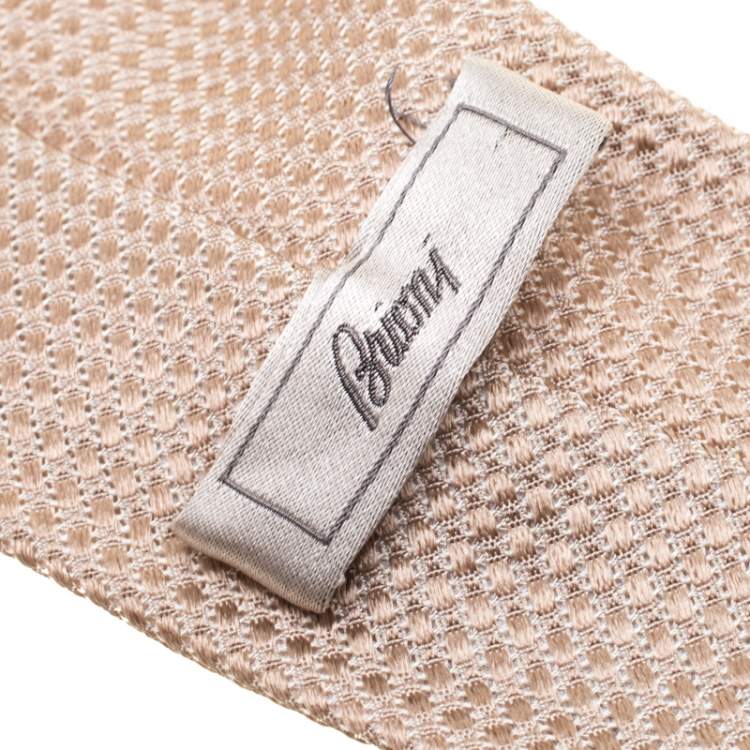 Pre Owned Brioni Beige Textured Silk Jacquard Tie