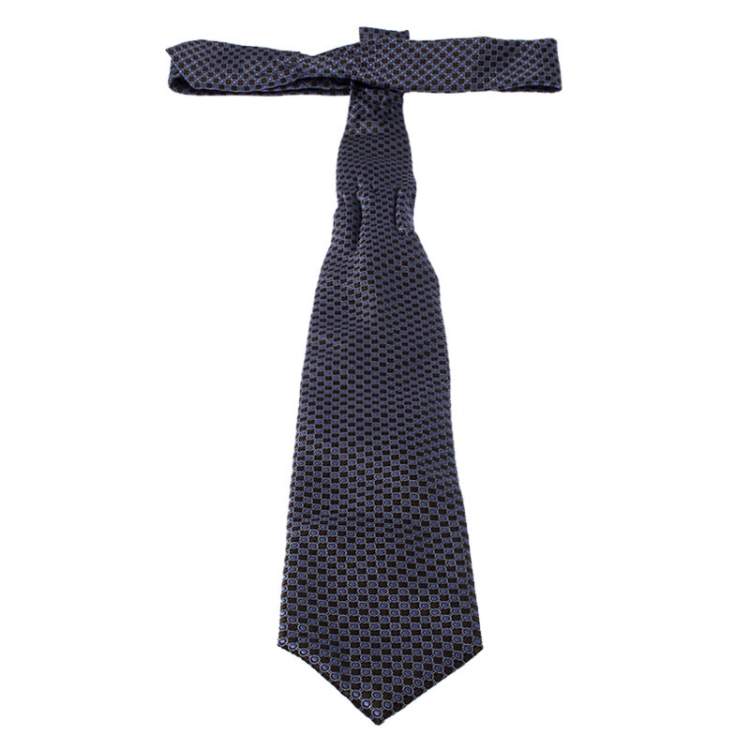 Pre Owned Brioni Brown and Purple Geometric Patterned Jacquard Silk Tie